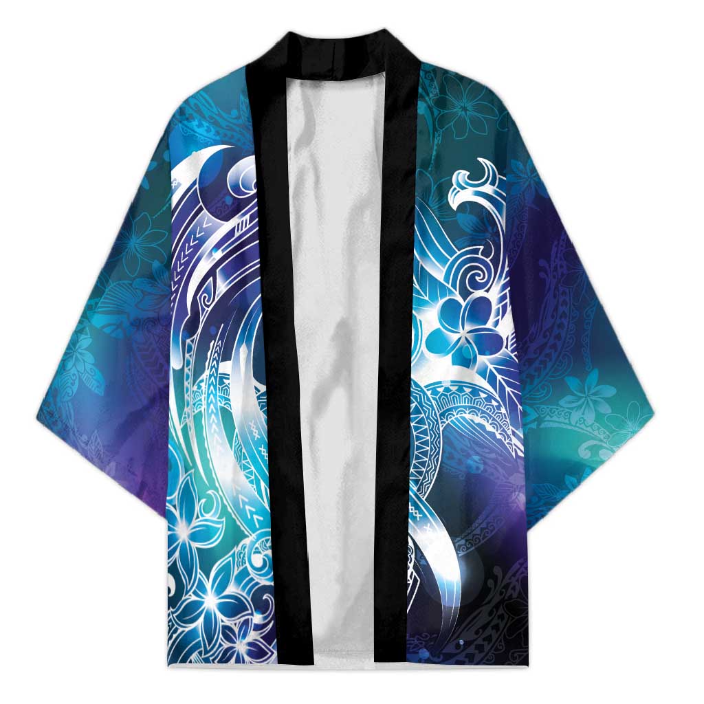 Aloha Hawaii Turtle Kimono Teal Purple Ribbon - Polynesian Pride