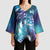 Aloha Hawaii Turtle Kimono Sleeve Blouse Teal Purple Ribbon - Polynesian Pride
