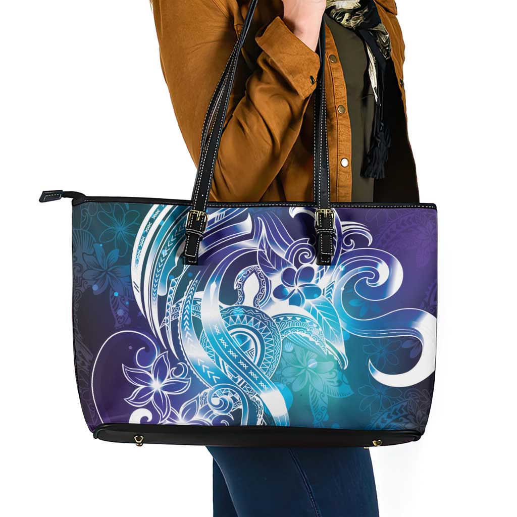 Aloha Hawaii Turtle Leather Tote Bag Teal Purple Ribbon LT7 - Polynesian Pride
