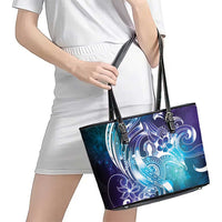 Aloha Hawaii Turtle Leather Tote Bag Teal Purple Ribbon LT7 - Polynesian Pride