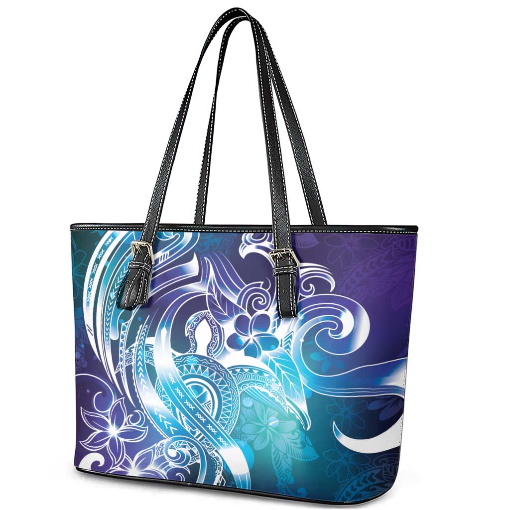 Aloha Hawaii Turtle Leather Tote Bag Teal Purple Ribbon LT7 - Polynesian Pride