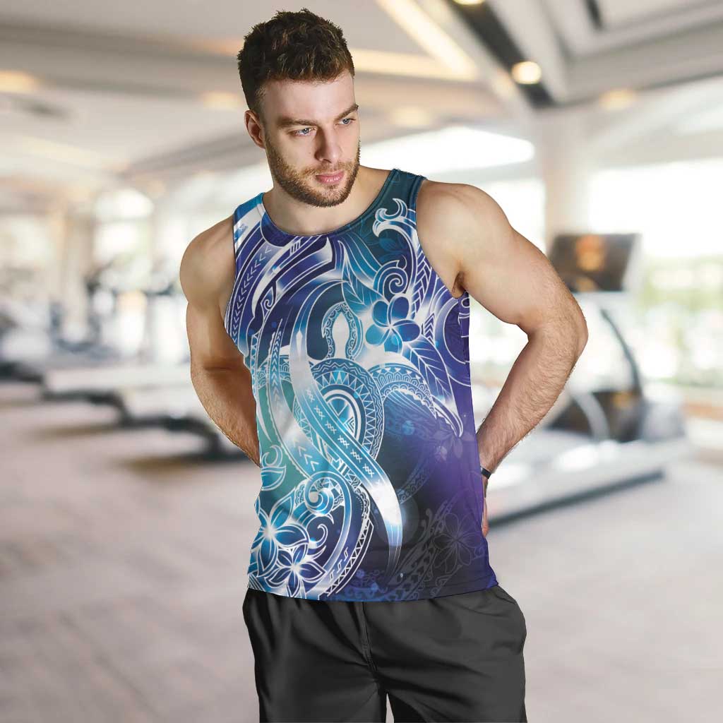 Aloha Hawaii Turtle Men Tank Top Teal Purple Ribbon - Polynesian Pride