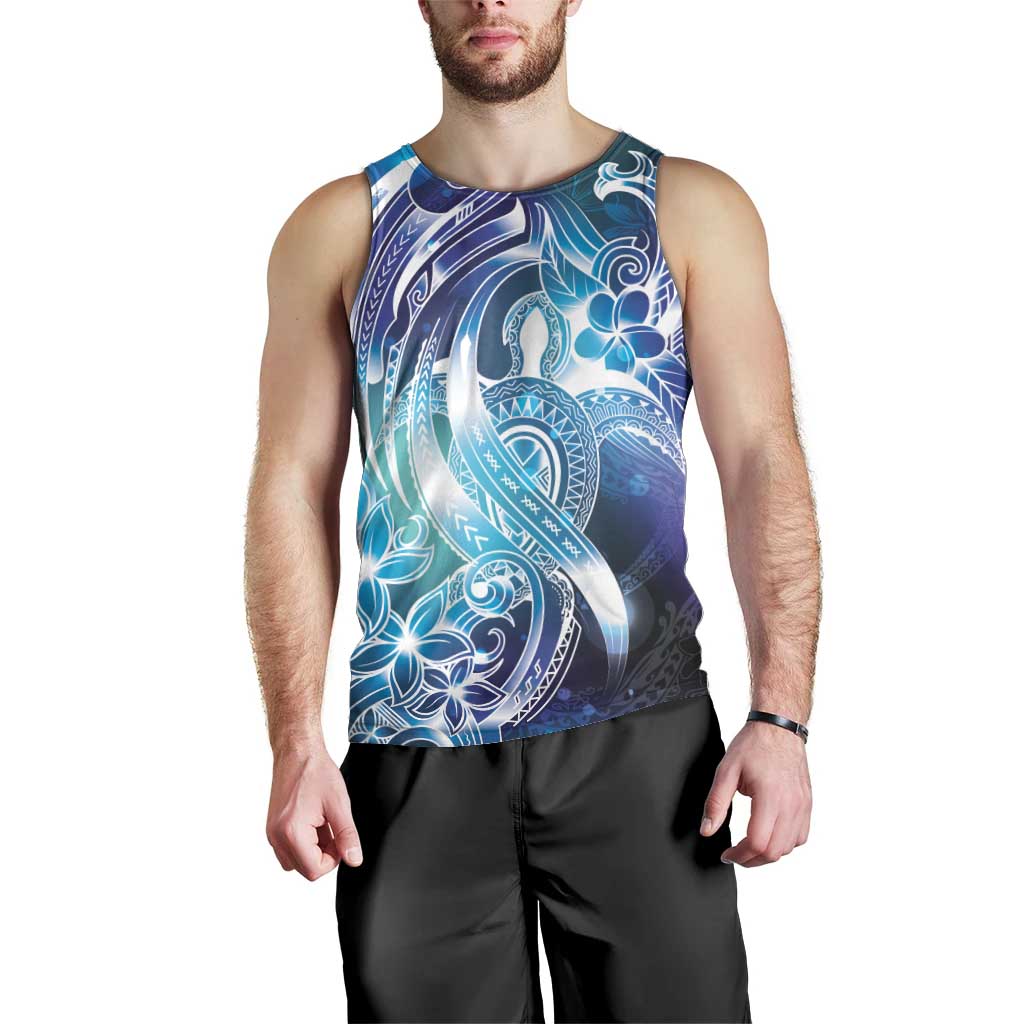 Aloha Hawaii Turtle Men Tank Top Teal Purple Ribbon - Polynesian Pride