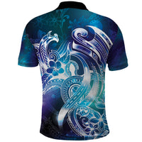 Aloha Hawaii Turtle Polo Shirt Teal Purple Ribbon - Polynesian Pride