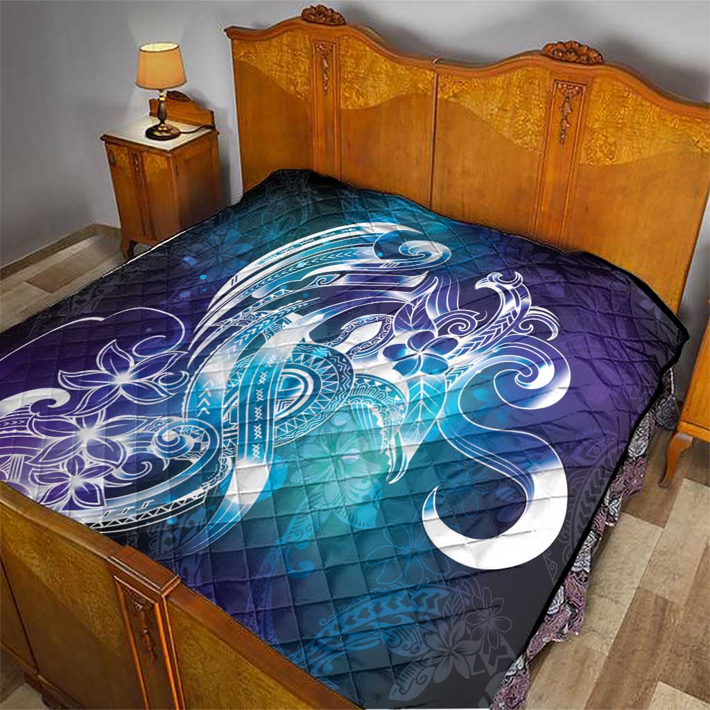 Aloha Hawaii Turtle Quilt Teal Purple Ribbon - Polynesian Pride