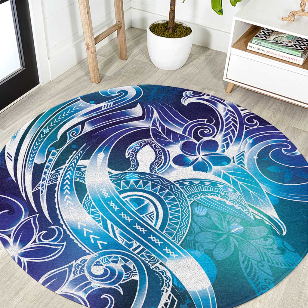 Aloha Hawaii Turtle Round Carpet Teal Purple Ribbon LT7 Purple Teal - Polynesian Pride