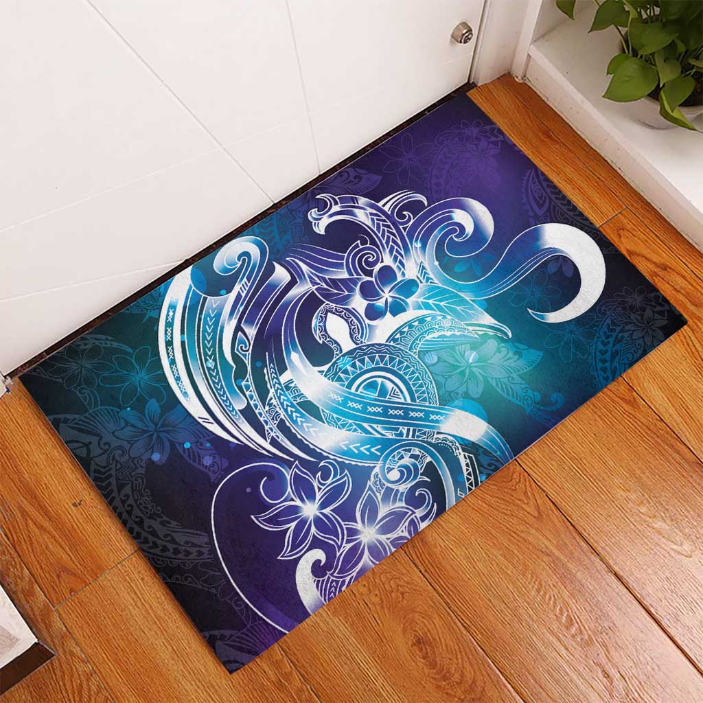 Aloha Hawaii Turtle Rubber Doormat Teal Purple Ribbon - Polynesian Pride