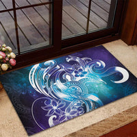 Aloha Hawaii Turtle Rubber Doormat Teal Purple Ribbon - Polynesian Pride