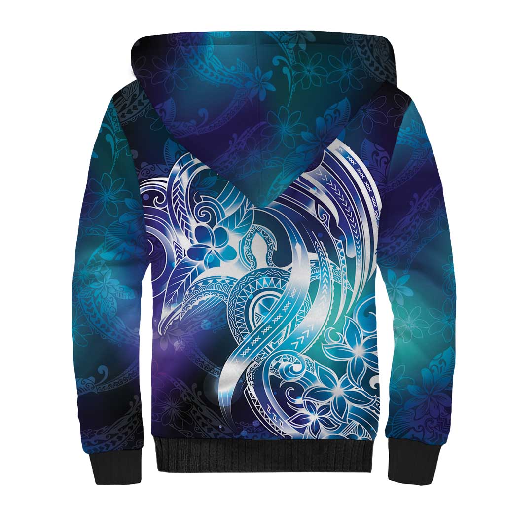 Aloha Hawaii Turtle Sherpa Hoodie Teal Purple Ribbon - Polynesian Pride