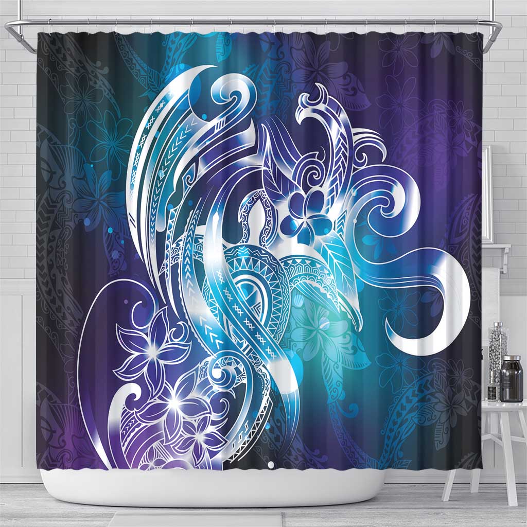 Aloha Hawaii Turtle Shower Curtain Teal Purple Ribbon - Polynesian Pride