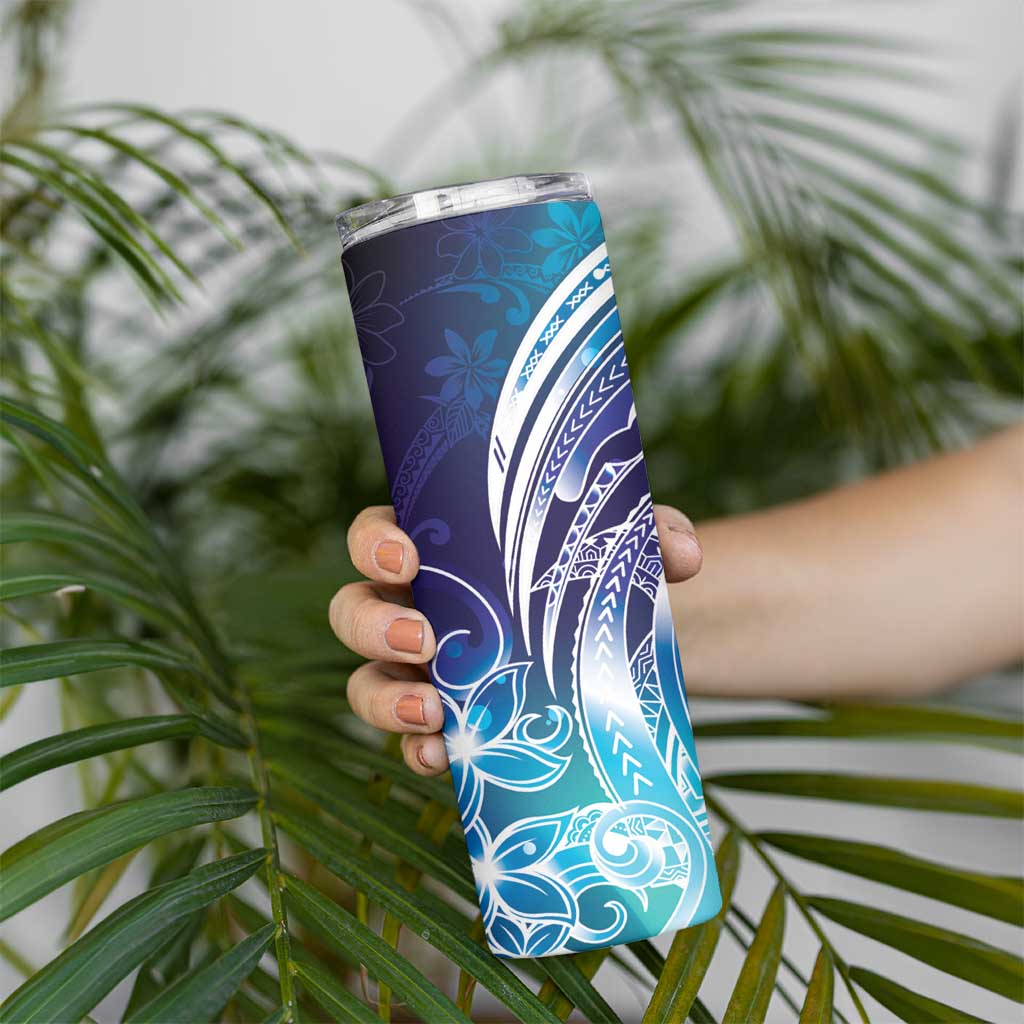 Aloha Hawaii Turtle Skinny Tumbler Teal Purple Ribbon - Polynesian Pride