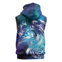 Aloha Hawaii Turtle Sleeveless Zip Hoodie Teal Purple Ribbon - Polynesian Pride