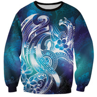 Aloha Hawaii Turtle Sweatshirt Teal Purple Ribbon - Polynesian Pride