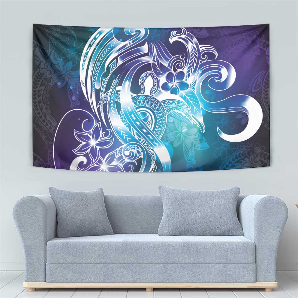 Aloha Hawaii Turtle Tapestry Teal Purple Ribbon - Polynesian Pride