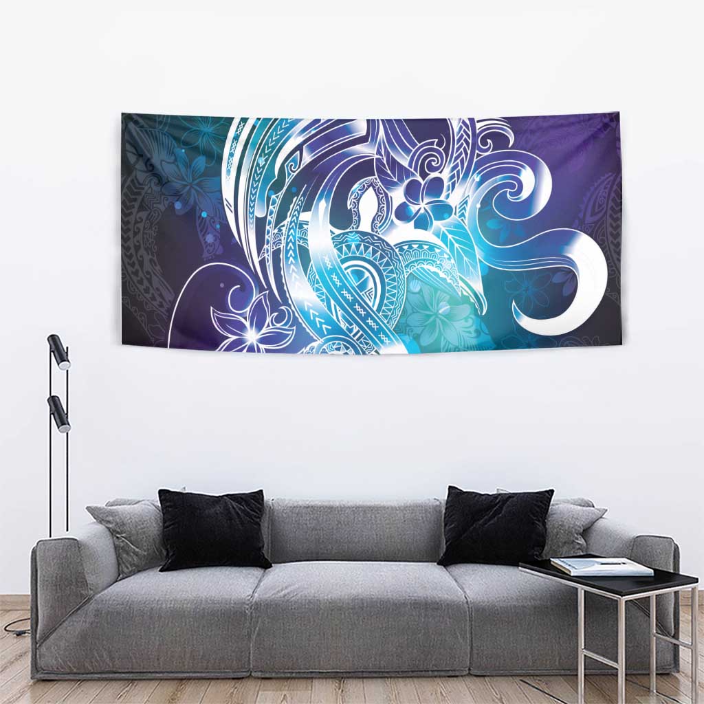 Aloha Hawaii Turtle Tapestry Teal Purple Ribbon - Polynesian Pride