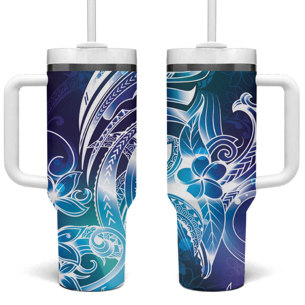 Aloha Hawaii Turtle Tumbler With Handle Teal Purple Ribbon - Polynesian Pride