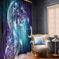 Aloha Hawaii Turtle Window Curtain Teal Purple Ribbon - Polynesian Pride