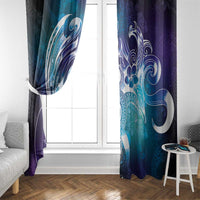 Aloha Hawaii Turtle Window Curtain Teal Purple Ribbon - Polynesian Pride