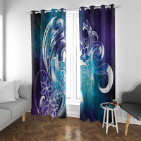 Aloha Hawaii Turtle Window Curtain Teal Purple Ribbon - Polynesian Pride