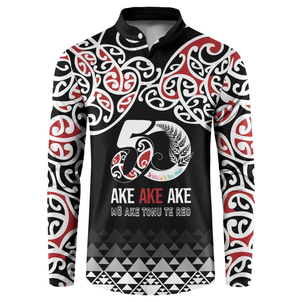 Kia Kaha Te Reo Maori Button Sweatshirt 50 Years Mo Ake Tonu Te Reo - Polynesian Pride