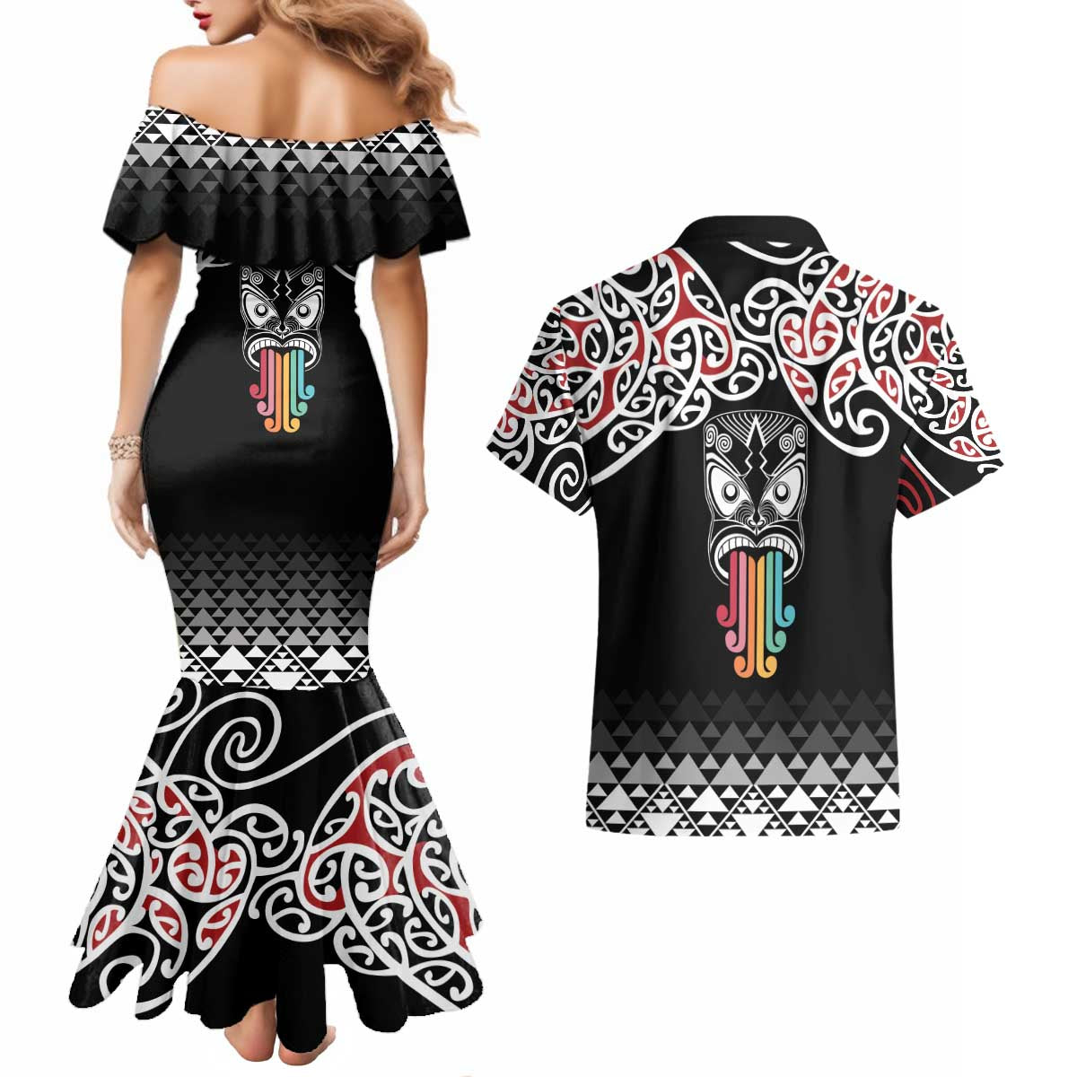 Kia Kaha Te Reo Maori Couples Matching Mermaid Dress and Hawaiian Shirt 50 Years Mo Ake Tonu Te Reo - Polynesian Pride