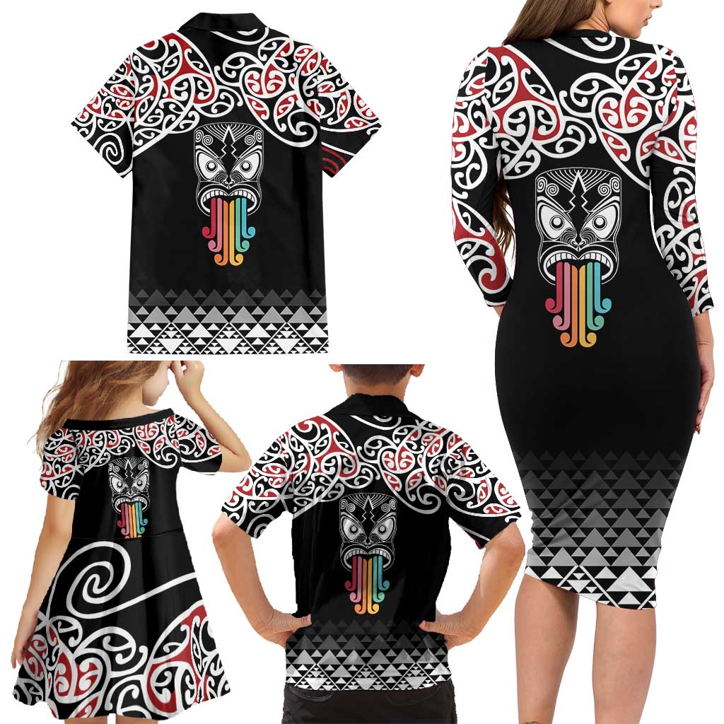 Kia Kaha Te Reo Maori Family Matching Long Sleeve Bodycon Dress and Hawaiian Shirt 50 Years Mo Ake Tonu Te Reo - Polynesian Pride