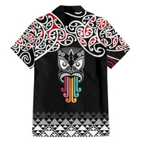 Kia Kaha Te Reo Maori Family Matching Off The Shoulder Long Sleeve Dress and Hawaiian Shirt 50 Years Mo Ake Tonu Te Reo - Polynesian Pride