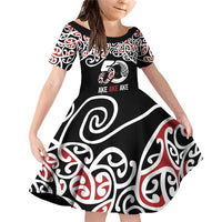 Kia Kaha Te Reo Maori Family Matching Off Shoulder Short Dress and Hawaiian Shirt 50 Years Mo Ake Tonu Te Reo - Polynesian Pride
