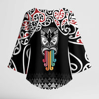 Kia Kaha Te Reo Maori Kimono Sleeve Blouse 50 Years Mo Ake Tonu Te Reo - Polynesian Pride