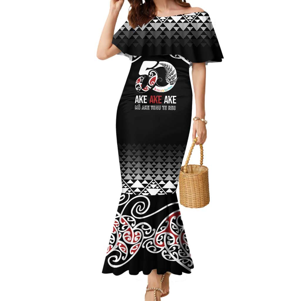 Kia Kaha Te Reo Maori Mermaid Dress 50 Years Mo Ake Tonu Te Reo - Polynesian Pride