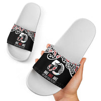 Kia Kaha Te Reo Maori Slide Sandals 50 Years Mo Ake Tonu Te Reo - Polynesian Pride