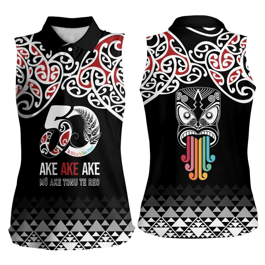 Kia Kaha Te Reo Maori Women Sleeveless Polo Shirt 50 Years Mo Ake Tonu Te Reo - Polynesian Pride