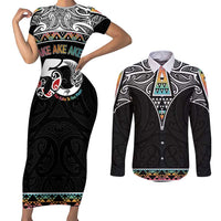 50 Years Kia Kaha Te Reo Maori Couples Matching Short Sleeve Bodycon Dress and Long Sleeve Button Shirt Ake Ake Ake! - Polynesian Pride