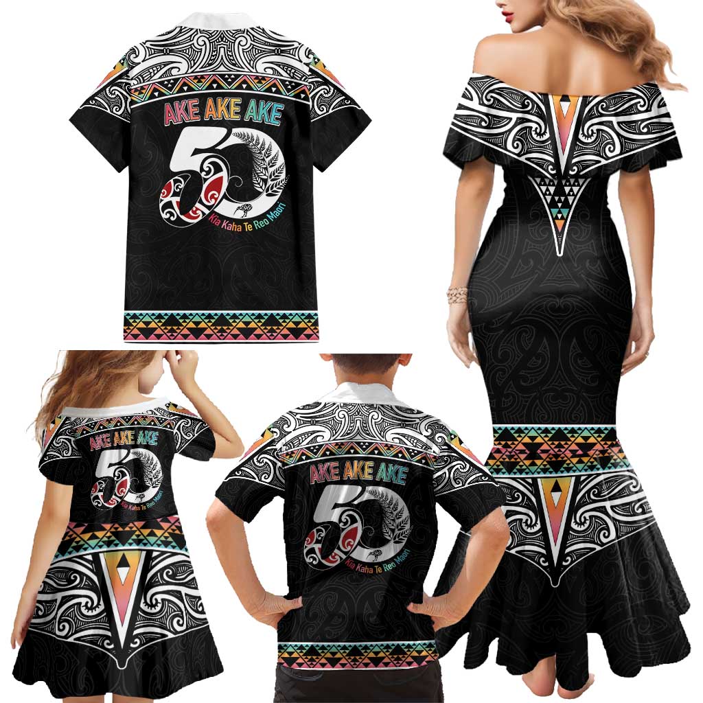 50 Years Kia Kaha Te Reo Maori Family Matching Mermaid Dress and Hawaiian Shirt Ake Ake Ake! - Polynesian Pride