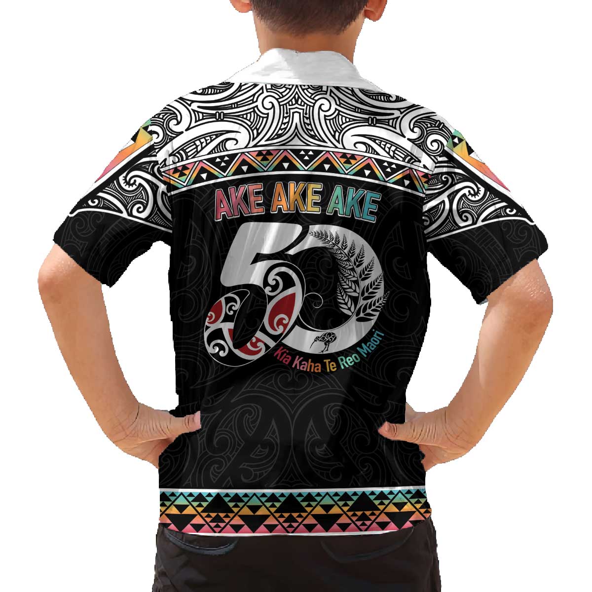50 Years Kia Kaha Te Reo Maori Family Matching Off The Shoulder Long Sleeve Dress and Hawaiian Shirt Ake Ake Ake! - Polynesian Pride