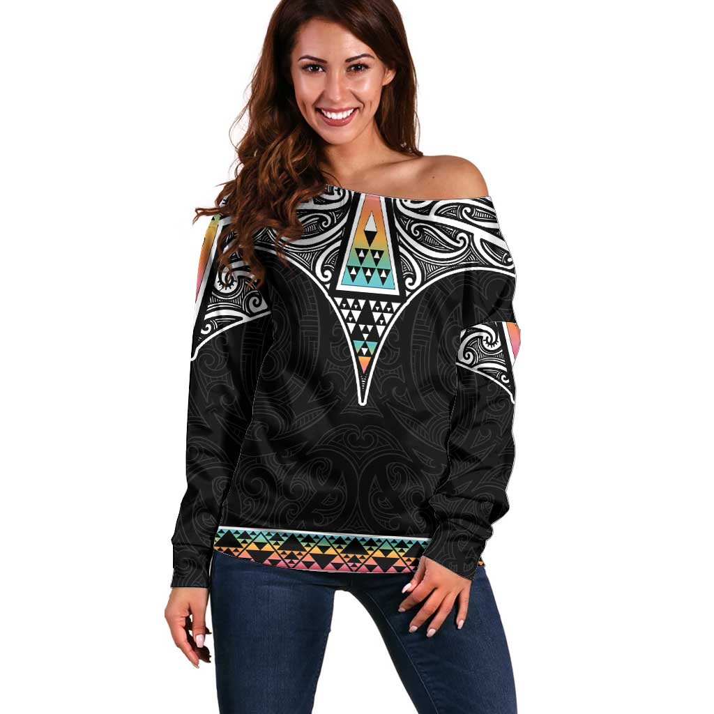 50 Years Kia Kaha Te Reo Maori Off Shoulder Sweater Ake Ake Ake! - Polynesian Pride
