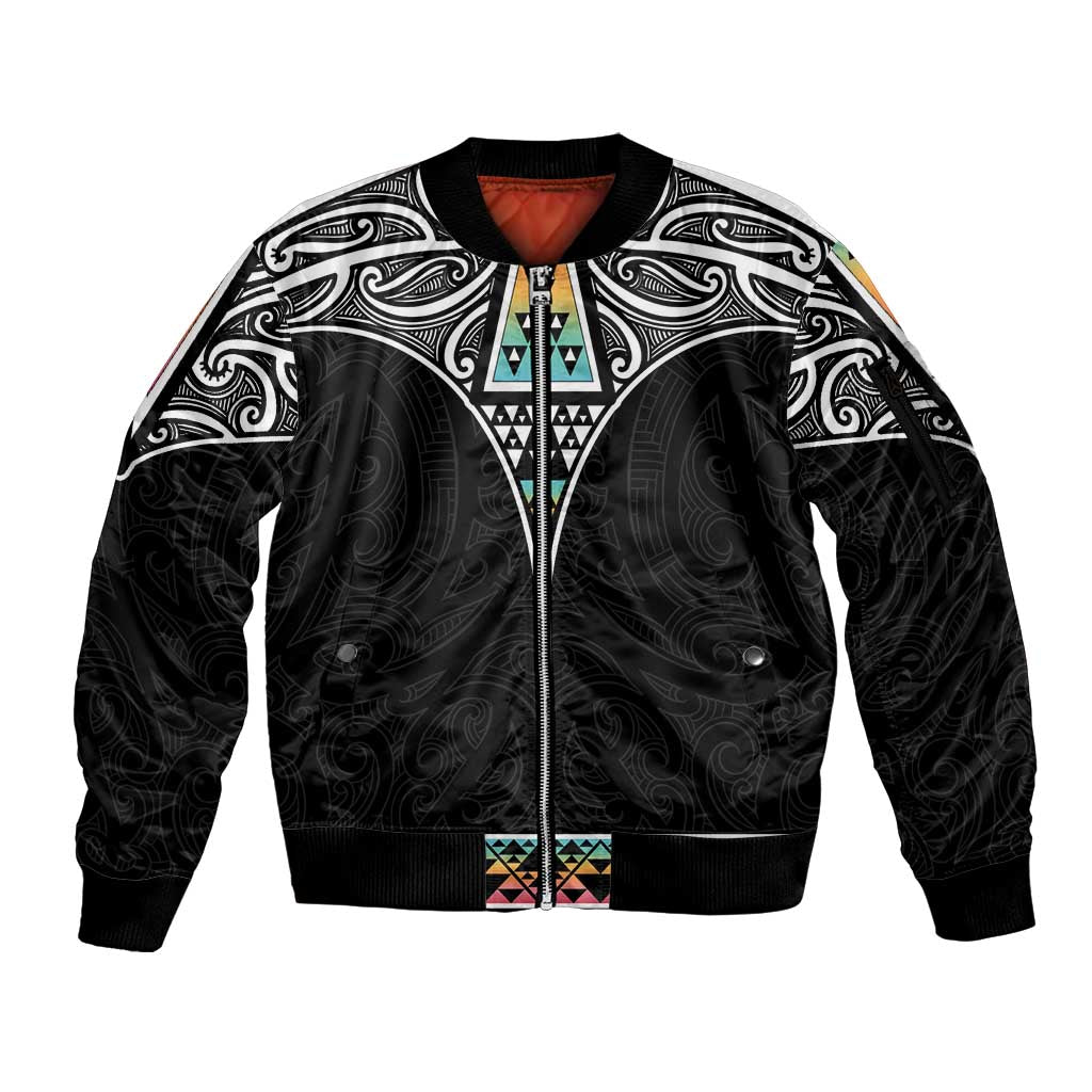 50 Years Kia Kaha Te Reo Maori Sleeve Zip Bomber Jacket Ake Ake Ake! - Polynesian Pride