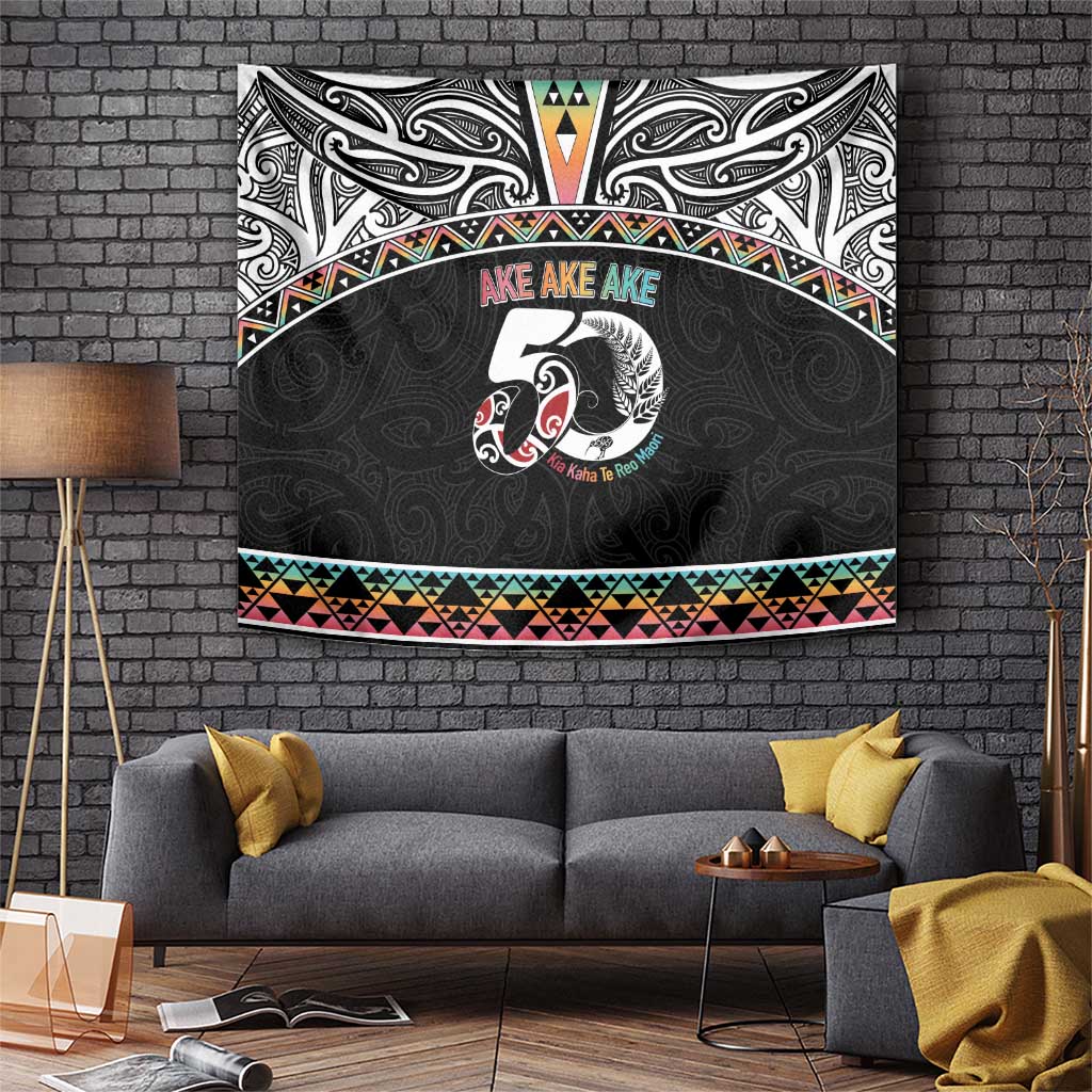 50 Years Kia Kaha Te Reo Maori Tapestry Ake Ake Ake! LT7 White - Polynesian Pride