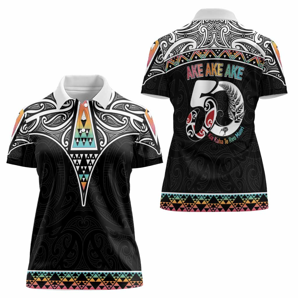 50 Years Kia Kaha Te Reo Maori Women Polo Shirt Ake Ake Ake! - Polynesian Pride