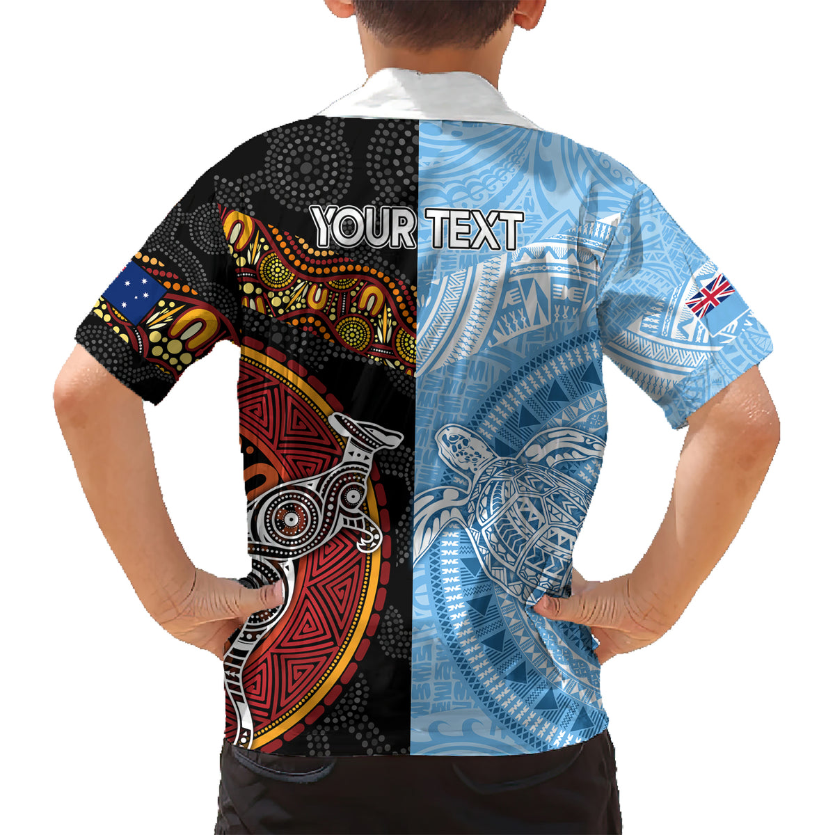 personalised-fiji-and-australia-kid-hawaiian-shirt-masi-patterns-mix-aboriginal-art