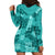 Vintage Hawaii Hoodie Dress Hibiscus Mix Hawaiian Quilt Patches - Teal LT7 - Polynesian Pride