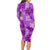 Hawaii Tapa Long Sleeve Bodycon Dress Hibiscus Mix Hawaiian Quilt Patches - Violet LT7 - Polynesian Pride