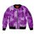 Hawaii Tapa Sleeve Zip Bomber Jacket Hibiscus Mix Hawaiian Quilt Patches - Violet LT7 Unisex Violet - Polynesian Pride