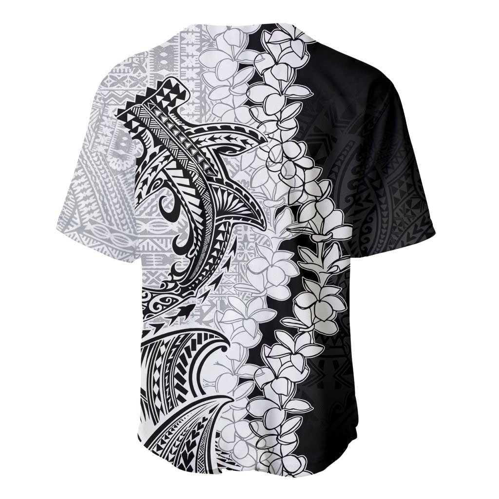 Polynesian Plumeria Lei Baseball Jersey with Hammerhead Shark LT7 - Polynesian Pride