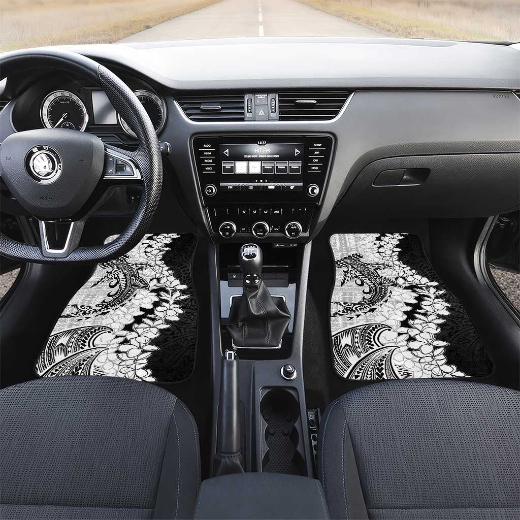Polynesian Plumeria Lei Car Mats with Hammerhead Shark