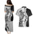 Polynesian Plumeria Lei Couples Matching Puletasi and Hawaiian Shirt with Hammerhead Shark