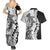 Polynesian Plumeria Lei Couples Matching Summer Maxi Dress and Hawaiian Shirt with Hammerhead Shark