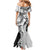 Polynesian Plumeria Lei Family Matching Mermaid Dress and Hawaiian Shirt with Hammerhead Shark
