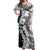 Polynesian Plumeria Lei Off Shoulder Maxi Dress with Hammerhead Shark