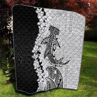 Polynesian Plumeria Lei Quilt with Hammerhead Shark